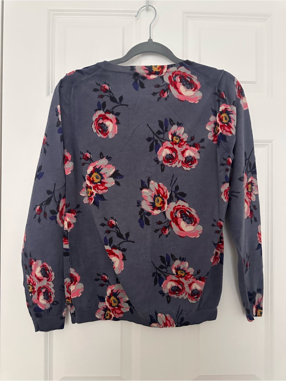 Boden Slate Blue Cardigan with Pink Floral Print - Picture 2 of 2